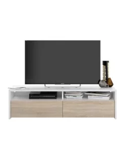 MOBILE SOGGIORNO PORTA TV "KIOTO" BIANCO E ROVERE