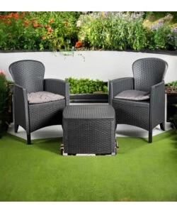 SET DA GIARDINO "TREE" IN POLIPROPILENE ANTRACITE 2 SEDUTE E TAVOLINO