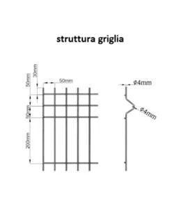 PANNELLO RETE ELETTROSALDATO PER RECINZIONI GRIGIO 200X100 CM