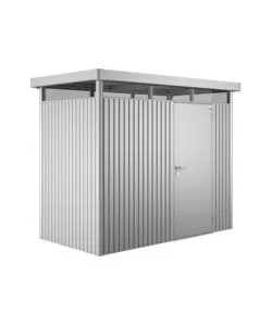 CASETTA DA GIARDINO BIOHORT "HIGHLINE H1" IN ACCIAIO ZINCATO COLORE ARGENTO METALLIZZATO CON PORTA BATTENTE SEMPLICE 275X155X222 CM - COD. 83020