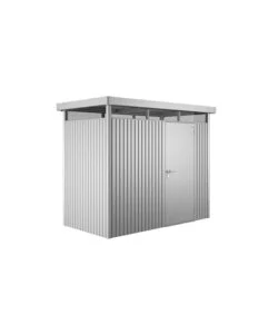 CASETTA DA GIARDINO BIOHORT "HIGHLINE H1" IN ACCIAIO ZINCATO COLORE ARGENTO METALLIZZATO CON PORTA BATTENTE SEMPLICE 275X155X222 CM - COD. 83020