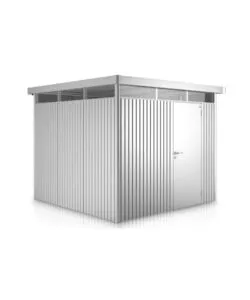 CASETTA DA GIARDINO BIOHORT "HIGHLINE H5" IN ACCIAIO ZINCATO COLORE ARGENTO METALLIZZATO CON PORTA BATTENTE SEMPLICE 275X315X222 CM - COD. 83060