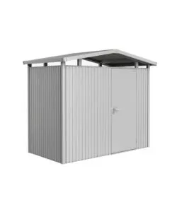 CASETTA DA GIARDINO BIOHORT "PANORAMA P1" IN ACCIAIO ZINCATO COLORE ARGENTO METALLIZZATO CON PORTA BATTENTE SEMPLICE 273X158X227 CM - COD. 13020