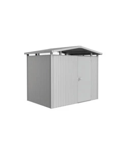 CASETTA DA GIARDINO BIOHORT "PANORAMA P2" IN ACCIAIO ZINCATO COLORE ARGENTO METALLIZZATO CON PORTA BATTENTE SEMPLICE 273X198X227 CM - COD. 13030