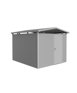 CASETTA DA GIARDINO BIOHORT "PANORAMA P5" IN ACCIAIO ZINCATO COLORE ARGENTO METALLIZZATO CON PORTA BATTENTE SEMPLICE 273X318X227 CM - COD. 13060