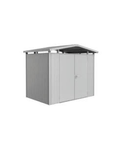 CASETTA DA GIARDINO BIOHORT "PANORAMA P2" IN ACCIAIO ZINCATO COLORE ARGENTO METALLIZZATO CON PORTA BATTENTE DOPPIO 273X198X227 CM - COD. 13039