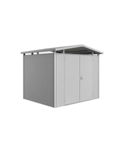 CASETTA DA GIARDINO BIOHORT "PANORAMA P3" IN ACCIAIO ZINCATO COLORE ARGENTO METALLIZZATO CON PORTA BATTENTE DOPPIO 273X238X227 CM - COD. 13049
