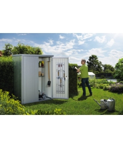 ARMADIO PER ATTREZZI BIOHORT "MISURA 150" ARGENTO METALLIZZATO 155X83X182,5 CM - 34010