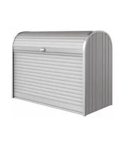 BAULE DA ESTERNO A SERRANDE IMPERMEABILE BIOHORT "STOREMAX 160" IN ACCIAIO ZINCATO ARGENTO METALLIZZATO 1200 LT 163X78X120 CM - COD. 72010