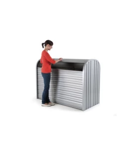 BAULE DA ESTERNO A SERRANDE IMPERMEABILE BIOHORT "STOREMAX 160" IN ACCIAIO ZINCATO ARGENTO METALLIZZATO 1200 LT 163X78X120 CM - COD. 72010