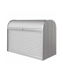 BAULE DA ESTERNO A SERRANDE IMPERMEABILE BIOHORT "STOREMAX 190" IN ACCIAIO ZINCATO ARGENTO METALLIZZATO 2080 LT 190X97X136 CM - COD. 72020