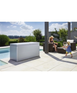 BAULE DA ESTERNO IMPERMEABILE BIOHORT "LOUNGEBOX 160" IN ACCIAIO ZINCATO ARGENTO METALLIZZATO 850 LT 160X70X83,5 CM - COD. 64065