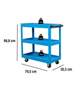 CARRELLO PORTA ATTREZZI EASY SYSTEM 3 RIPIANI BLU 70,5X35,3X66,8 CM