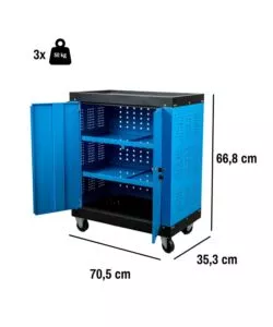 CASSETTIERA PORTA ATTREZZI EASY SYSTEM 3 RIPIANI CON RUOTE E MANIGLIA 65X38X72 CM