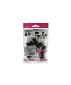 PUNTALI INTERNI ALETTATI TONDI NERI CON FELTRO Ø 20 MM. 8 PZ.