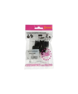 PUNTALI INTERNI ALETTATI QUADRI NERI CON FELTRO 25 X 25 MM. 4 PZ.