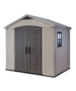 CASETTA DA GIARDINO KETER "FACTOR 8x6" IN RESINA COLORE BEIGE CON PORTA BATTENTE DOPPIA 256,5X182X243 CM