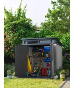 CASETTA DA GIARDINO KETER "ARTISAN 7x7" IN DUOTECH COLORE GRIGIO CON PORTA BATTENTE DOPPIA 214X218X226 CM