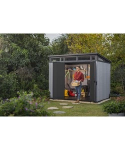 CASETTA DA GIARDINO KETER "ARTISAN 9x7" IN DUOTECH COLORE GRIGIO CON PORTA BATTENTE DOPPIA 277X218X226 CM