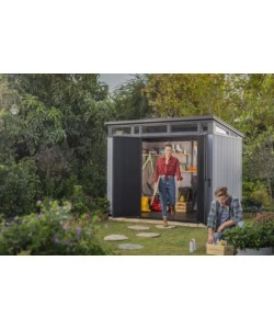 CASETTA DA GIARDINO KETER "ARTISAN 9x7" IN DUOTECH COLORE GRIGIO CON PORTA BATTENTE DOPPIA 277X218X226 CM