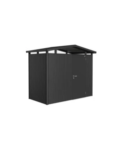 CASETTA DA GIARDINO BIOHORT "PANORAMA P1" IN ACCIAIO ZINCATO COLORE GRIGIO SCURO METALLIZZATO CON PORTA BATTENTE SEMPLICE 273X158X227 CM - COD. 14020