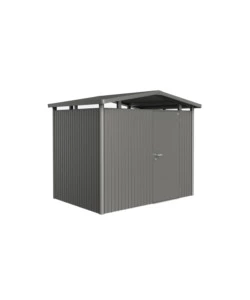 CASETTA DA GIARDINO BIOHORT "PANORAMA P2" IN ACCIAIO ZINCATO COLORE GRIGIO QUARZO METALLIZZATO CON PORTA BATTENTE SEMPLICE 273X198X227 CM - COD. 18030