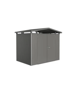 CASETTA DA GIARDINO BIOHORT "PANORAMA P2" IN ACCIAIO ZINCATO COLORE GRIGIO QUARZO METALLIZZATO CON PORTA BATTENTE DOPPIO 273X198X227 CM - COD. 18039