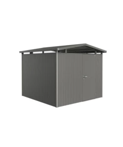 CASETTA DA GIARDINO BIOHORT "PANORAMA P4" IN ACCIAIO ZINCATO COLORE GRIGIO QUARZO METALLIZZATO CON PORTA BATTENTE SEMPLICE 273X278X227 CM - COD. 18050