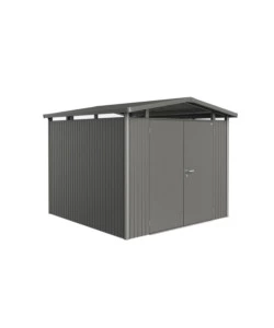 CASETTA DA GIARDINO BIOHORT "PANORAMA P4" IN ACCIAIO ZINCATO COLORE GRIGIO QUARZO METALLIZZATO CON PORTA BATTENTE DOPPIO 273X278X227 CM - COD. 18059