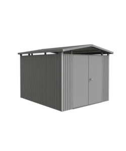 CASETTA DA GIARDINO BIOHORT "PANORAMA P5" IN ACCIAIO ZINCATO COLORE GRIGIO QUARZO METALLIZZATO CON PORTA BATTENTE DOPPIO 273X318X227 CM - COD. 18069