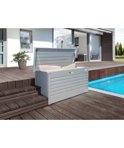 BAULE DA ESTERNO IMPERMEABILE BIOHORT "130" IN ACCIAIO ZINCATO ARGENTO METALLIZZATO 460 LT 134X62X71 CM - COD. 64040