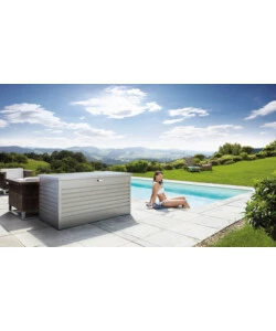 BAULE DA ESTERNO IMPERMEABILE BIOHORT "160" IN ACCIAIO ZINCATO GRIGIO QUARZO METALLIZZATO 830 LT 160X79X83 CM - COD. 68060