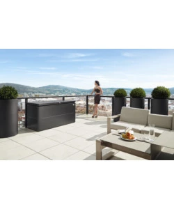 BAULE DA ESTERNO IMPERMEABILE BIOHORT "LOUNGEBOX 160" IN ACCIAIO ZINCATO GRIGIO SCURO METALLIZZATO 850 LT 160X70X83,5 CM - COD. 65065