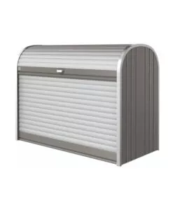 BAULE DA ESTERNO A SERRANDE IMPERMEABILE BIOHORT "STOREMAX 160" IN ACCIAIO ZINCATO GRIGIO QUARZO METALLIZZATO 1200 LT 163X78X120 CM - COD. 70010