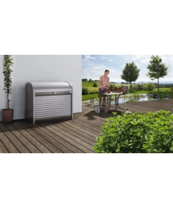 BAULE DA ESTERNO A SERRANDE IMPERMEABILE BIOHORT "STOREMAX 190" IN ACCIAIO ZINCATO GRIGIO QUARZO METALLIZZATO 2080 LT 190X97X136 CM - COD. 70020