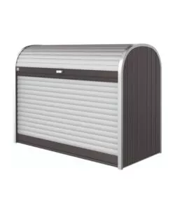 BAULE DA ESTERNO A SERRANDE IMPERMEABILE BIOHORT "STOREMAX 160" IN ACCIAIO ZINCATO GRIGIO SCURO METALLIZZATO 1200 LT 163X78X120 CM - COD. 73010