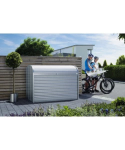 BAULE DA ESTERNO A SERRANDE IMPERMEABILE BIOHORT "STOREMAX 190" IN ACCIAIO ZINCATO GRIGIO SCURO METALLIZZATO 2080 LT 190X97X136 CM - COD. 73020