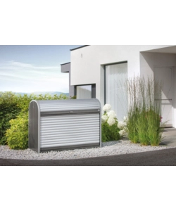 BAULE DA ESTERNO A SERRANDE IMPERMEABILE BIOHORT "STOREMAX 120" IN ACCIAIO ZINCATO GRIGIO SCURO METALLIZZATO 740 LT 117X73X109 CM - COD. 73060