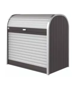 BAULE DA ESTERNO A SERRANDE IMPERMEABILE BIOHORT "STOREMAX 120" IN ACCIAIO ZINCATO GRIGIO SCURO METALLIZZATO 740 LT 117X73X109 CM - COD. 73060