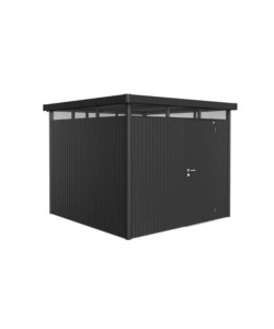 CASETTA DA GIARDINO BIOHORT "HIGHLINE H4" IN ACCIAIO ZINCATO COLORE GRIGIO SCURO METALLIZZATO CON PORTA BATTENTE SEMPLICE 275X275X222 CM - COD. 84050