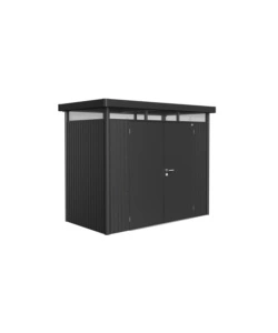 CASETTA DA GIARDINO BIOHORT "HIGHLINE H1" IN ACCIAIO ZINCATO COLORE GRIGIO SCURO METALLIZZATO CON PORTA BATTENTE DOPPIO 275X155X222 CM - COD. 84029