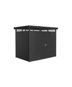 CASETTA DA GIARDINO BIOHORT "HIGHLINE H2" IN ACCIAIO ZINCATO COLORE GRIGIO SCURO METALLIZZATO CON PORTA BATTENTE DOPPIO 275X195X222 CM - COD. 84039