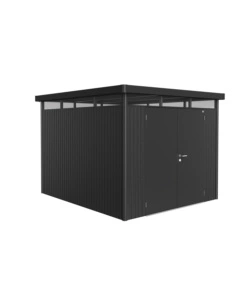 CASETTA DA GIARDINO BIOHORT "HIGHLINE H5" IN ACCIAIO ZINCATO COLORE GRIGIO SCURO METALLIZZATO CON PORTA BATTENTE DOPPIO 275X315X222 CM - COD. 84069