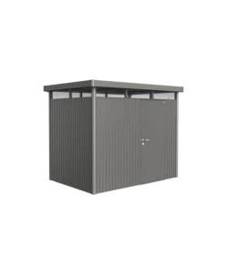 CASETTA DA GIARDINO BIOHORT "HIGHLINE H2" IN ACCIAIO ZINCATO COLORE GRIGIO QUARZO METALLIZZATO CON PORTA BATTENTE SEMPLICE 275X195X222 CM - COD. 88030