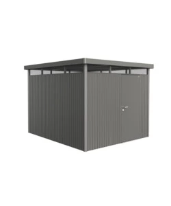 CASETTA DA GIARDINO BIOHORT "HIGHLINE H5" IN ACCIAIO ZINCATO COLORE GRIGIO QUARZO METALLIZZATO CON PORTA BATTENTE SEMPLICE 275X315X222 CM - COD. 88060