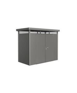 CASETTA DA GIARDINO BIOHORT "HIGHLINE H1" IN ACCIAIO ZINCATO COLORE GRIGIO QUARZO METALLIZZATO CON PORTA BATTENTE DOPPIO 275X155X222 CM - COD. 88029