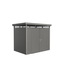 CASETTA DA GIARDINO BIOHORT "HIGHLINE H2" IN ACCIAIO ZINCATO COLORE GRIGIO QUARZO METALLIZZATO CON PORTA BATTENTE DOPPIO 275X195X222 CM - COD. 88039