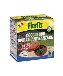 COCCIO CONTENITORE FLORTIS CON 10 SPIRALI ANTIZANZARE