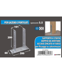 SUPPORTO PER PALI DA AVVITARE 101 X 60 X 200 X 200 MM.
