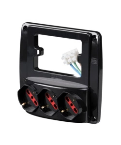 PRESA MULTIPLA DA PARETE "EMILIA SMART" CON 3 PRESE BIVALENTI SCHUKO 10/16A - NERA.